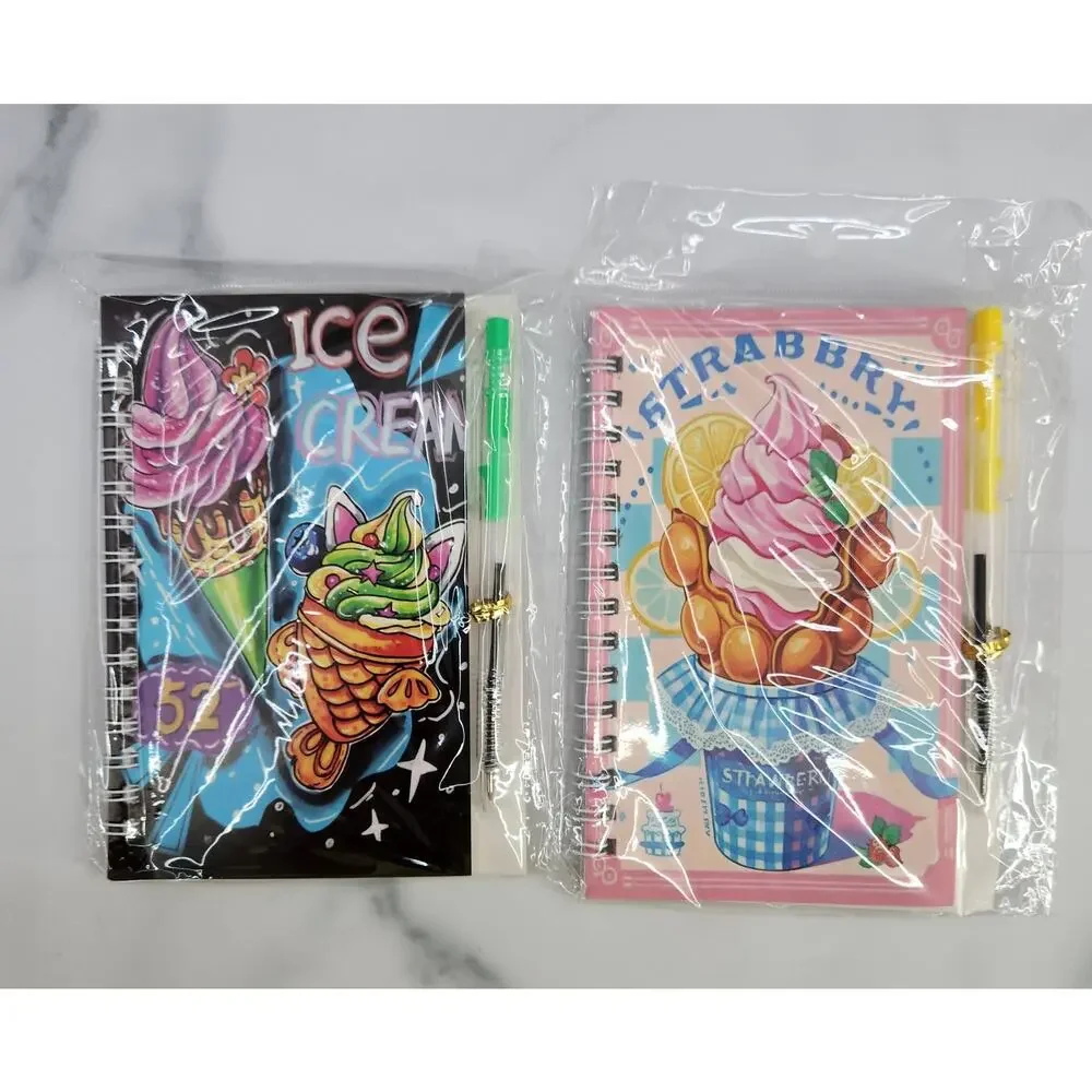 2 Spiral Pocket Notebook/Pen Ice Cream Cones 4x5.5